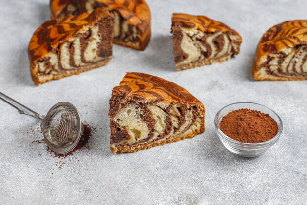 食物自制美味斑马大理石蛋糕巧克力美味面包