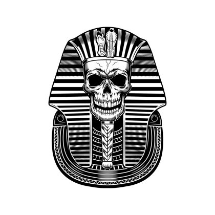 文化法老头骨矢量插图埃及木乃伊 骷髅 死亡符号古埃及历史和神话概念死亡平面历史
