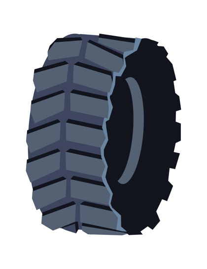圆圈黑色橡胶轮胎用于道路运输 卡通矢量插图隔离在白色轮廓污垢卡车