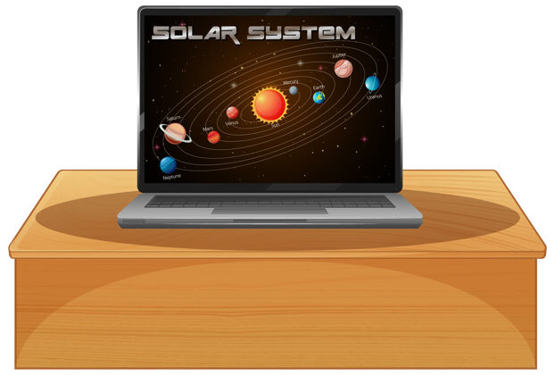 艺术带太阳能系统的屏幕笔记本电脑剪贴画电子笔记本电脑