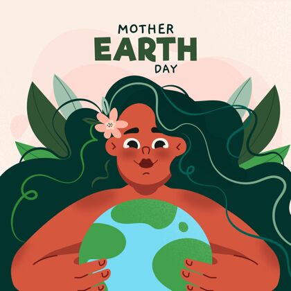 生物圈有机平面地球母亲日插画生态系统全球地球