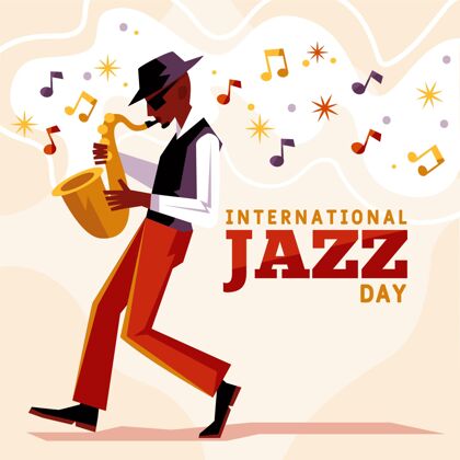 爵士乐平面国际爵士日插画古典萨克斯管庆典