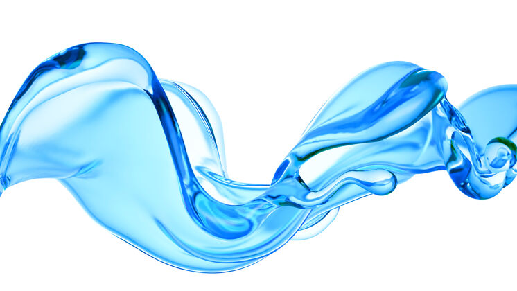 自然清澈的蓝色液体飞溅 水抽象凝胶渲染