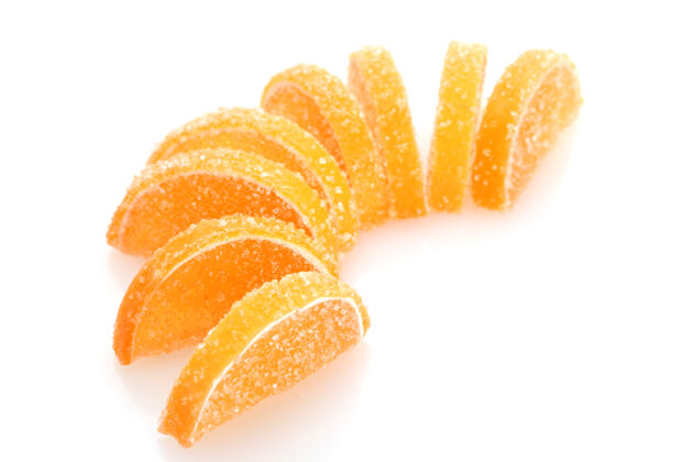 食物橙色果冻糖果 白色隔离柠檬五颜六色邦邦