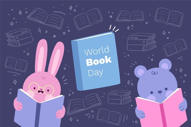 世界图书日手绘世界图书日插图庆典图书日国际