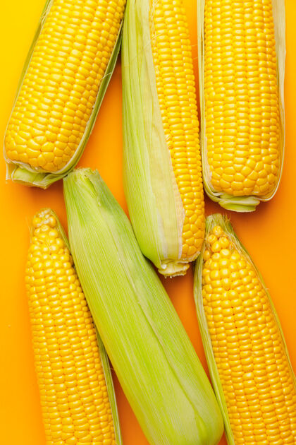新鲜新鲜的玉米棒上色了蔬菜农业美味