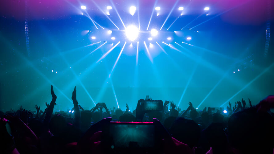 歌迷快乐的人们在夜总会派对音乐会上跳舞年明星人们跳舞