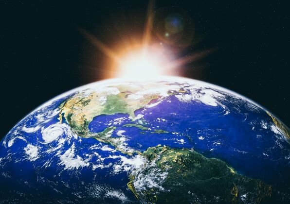辉光地球-地球-从太空看地球 显示真实的地球表面和世界地图世界地理恒星