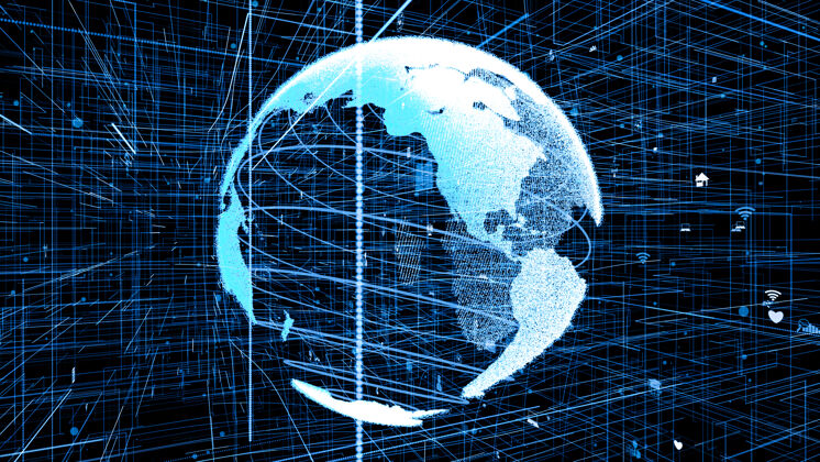 通信全球在线互联网概念的三维插图互联网安全云计算