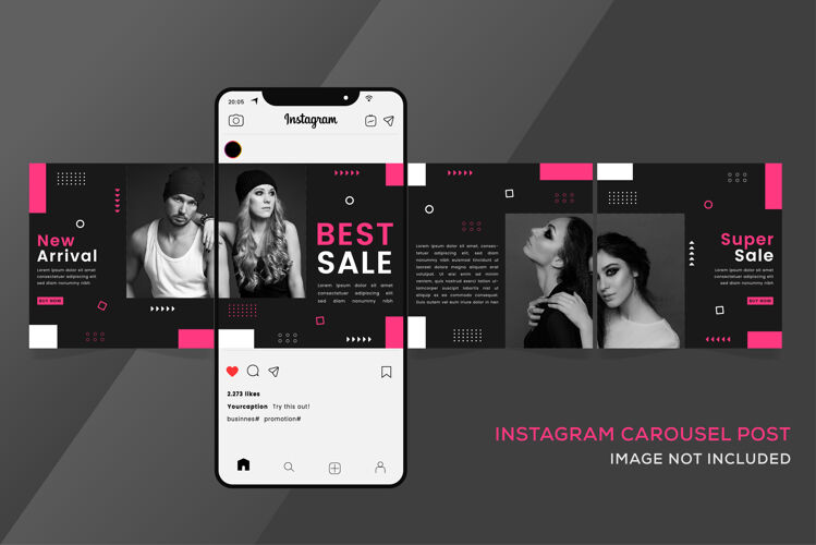 网页模板时尚销售的无缝旋转instagram模板社交市场应用程序