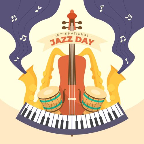 音乐节平面国际爵士日插画古典声音爵士乐