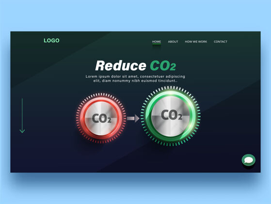 按钮减少二氧化碳的概念为基础的登录页减少环境化学