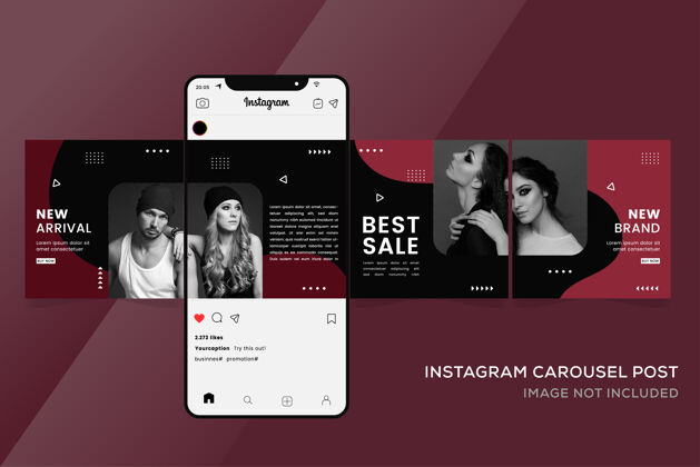 应用程序Instagramcarousel横幅模板 时尚特价社交媒体平台销售