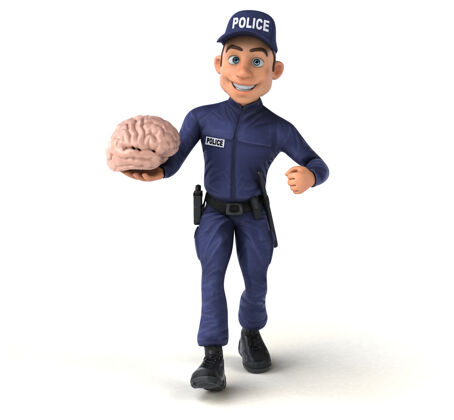 靴子卡通警察的有趣插图警察帽子情感