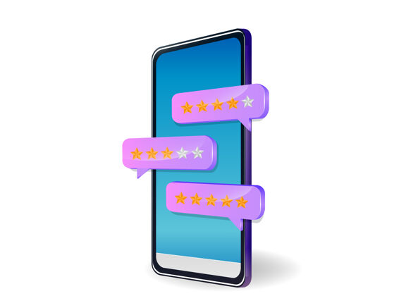 技术在智能手机上回顾 反馈 评价泡沫演讲明星评估消息