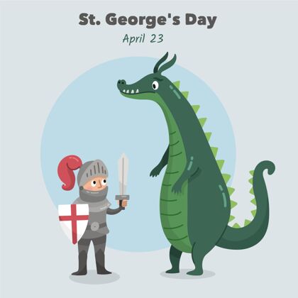 庆祝手绘圣乔治骑士与龙的节日插画西班牙插图传统