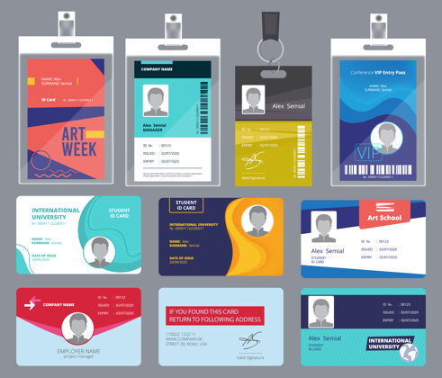 员工个人卡id.男性或女性护照或徽章个人办公室经理业务标签设计模板信息执照会员