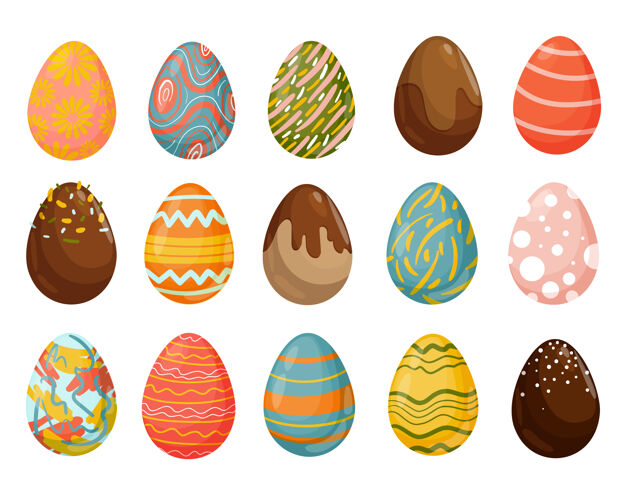 彩蛋一套不同质地的复活节彩蛋复活节布景绘画