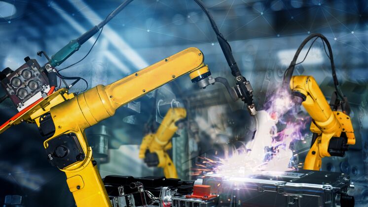 监控智能工业机器人手臂数字化工厂技术的现代化维护自动化焊接