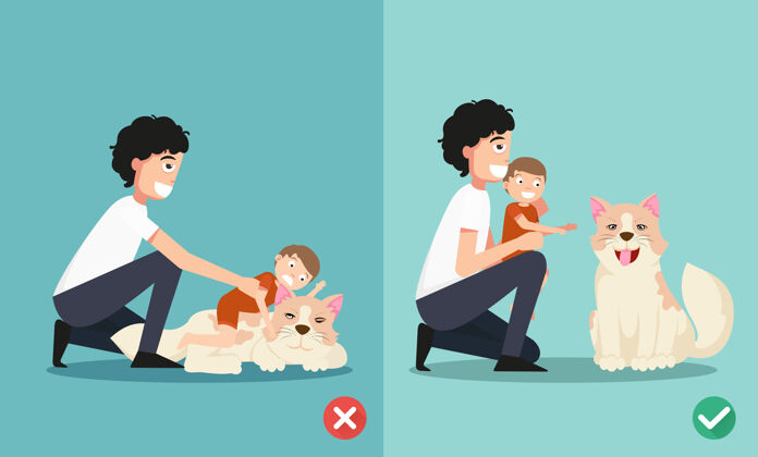 卡通为父母照顾新生儿的方式 同时与狗玩狗动物关爱