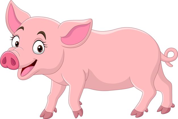 粉红色卡通搞笑猪白色背景宠物农场小猪