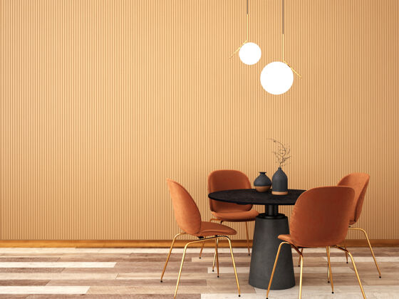风格现代风格的餐饮区室内设计墙壁豪华橙色