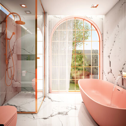 斯堪的纳维亚现代风格的浴室室内设计复制空间房子风格