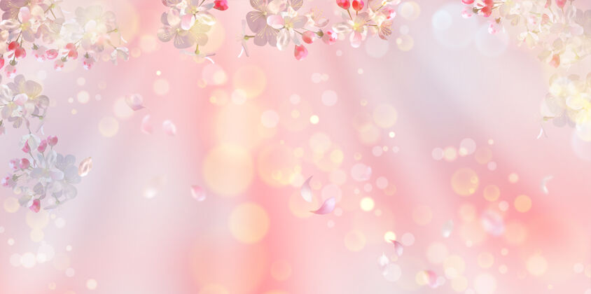 风春天樱花盛开 花瓣飞扬自然树枝