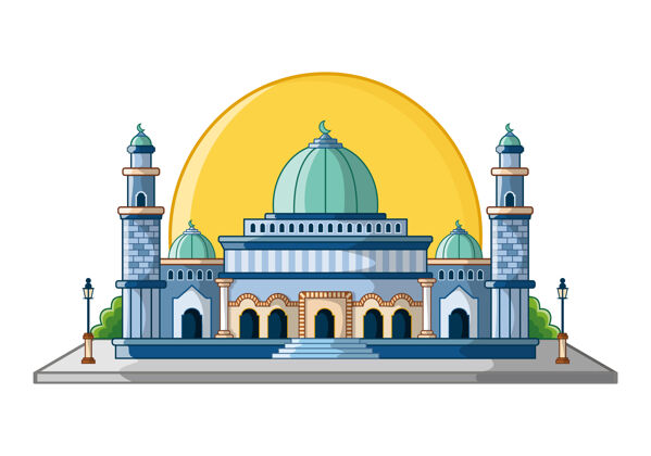 清真寺清真寺建筑设计卡通隔离白色建筑伊斯兰