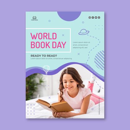 书籍世界图书日庆祝活动垂直传单模板垂直知识阅读