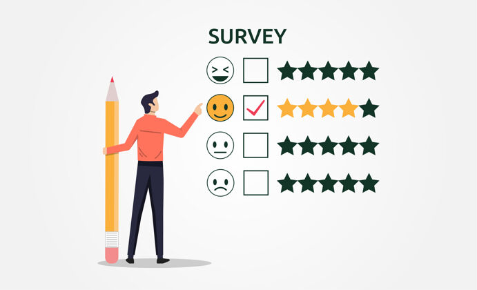商务人员一个人用铅笔填写调查反馈表的概念互联网最佳符号