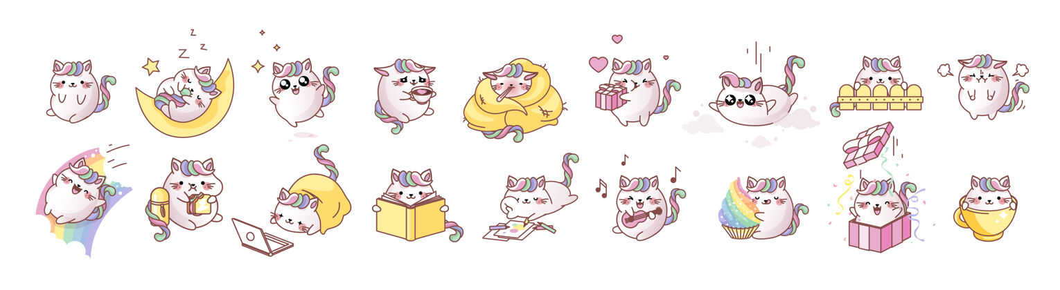 新月设置可爱的猫川井情绪杯子猫野餐