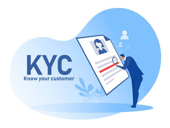 身份Kyc或了解您的客户与企业核实其客户的身份的概念 在合作伙伴要通过一个放大镜知道客户表格