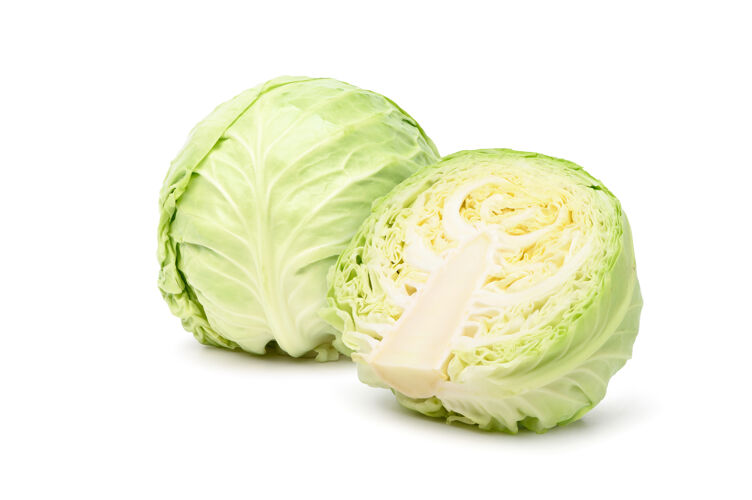 食物新鲜的绿色卷心菜 切成两半卷心菜切块细节