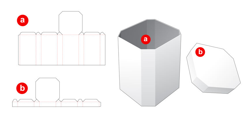 折叠倒角角盒与倒角角盖模切模板包装空白包装