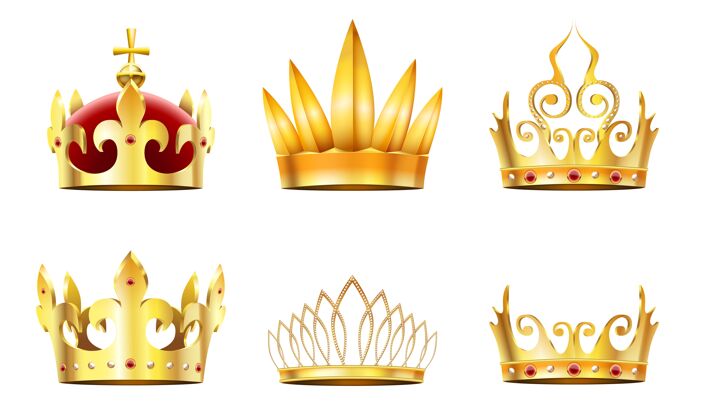 地位逼真的皇冠和金色头饰皇冠 皇后的金王冠和君主的王冠套装宝石君主帝国
