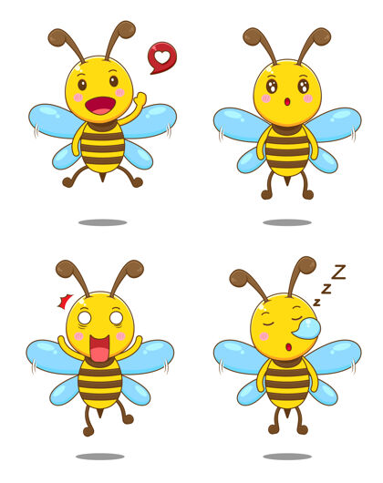 睡眠带着可爱表情的蜜蜂卡通害怕动物
