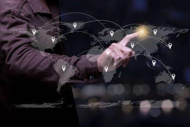 手商点全球连线 商网概念信息按地球