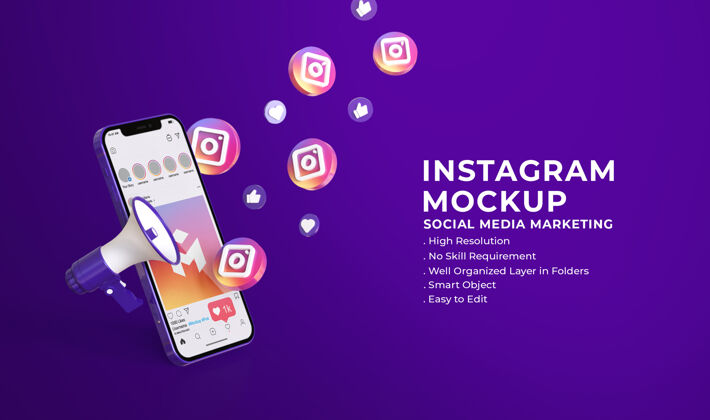 屏幕社交媒体instagram3d模型与社交媒体营销理念符号3d社交媒体