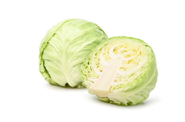 食物新鲜的绿色卷心菜 切成两半卷心菜切块细节