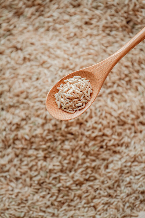 竹子木勺或竹勺糙米营养谷类丰度