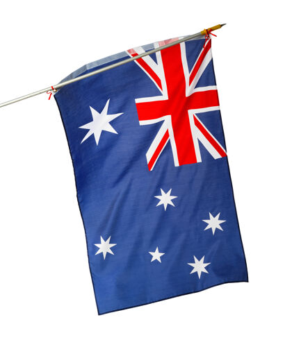 旗帜白色背景上孤立的澳大利亚国旗蓝色民族澳大利亚