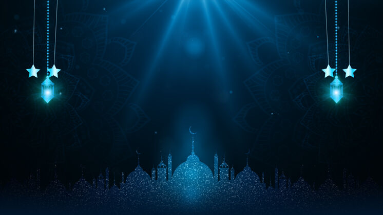 斋月宰牲节穆巴拉克和传统的灯笼阿拉伯语穆巴拉克庆典