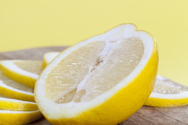 维生素黄色柠檬片健康食品切割酸