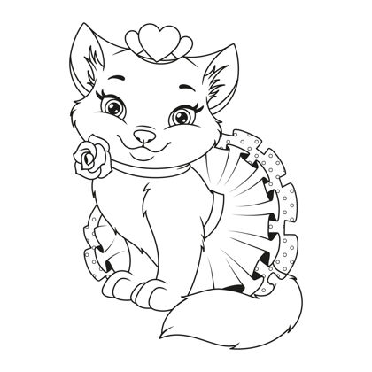 仙女美丽的公主猫彩页插图可爱动物漂亮