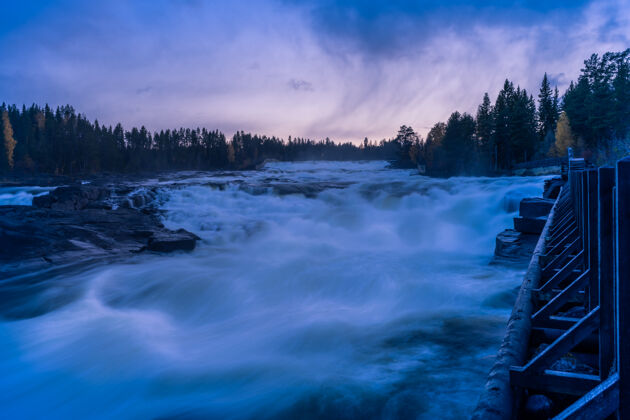 瑞典瑞典的皮特河自然流景观