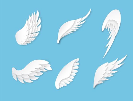 人造人造白色不同形状的翅膀装饰纹章天使背景