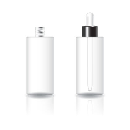 金属空白透明圆筒化妆品瓶 带黑白滴管盖产品模板玻璃美容产品