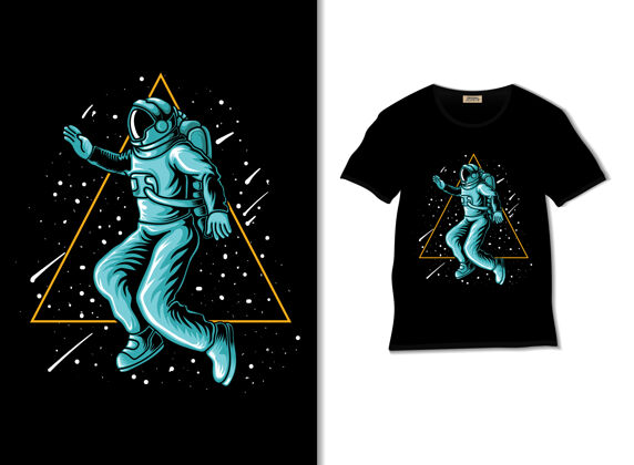 星系宇航员三角形空间插图与t恤设计幻想太空人宇宙