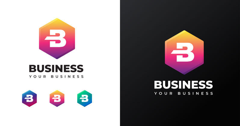 字母b首字母b的标志设计模板与几何形状现代高级企业